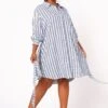 Nurode Plus Size Lace Trim Wrapped Shirt Dress -FemiLook Sales Store 2003573 302 2