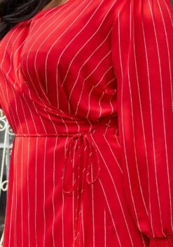 Nurode Plus Size Stripe Wrap Dress -FemiLook Sales Store 2003576 110 4