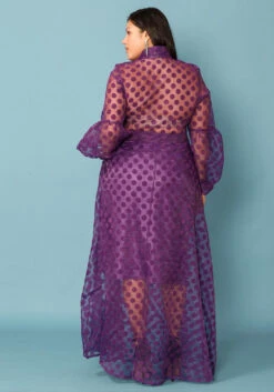 Plus Size Sheer Polkadot Bow Front Maxi Dress -FemiLook Sales Store 2004819 145 3