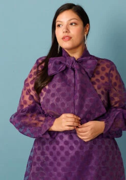 Plus Size Sheer Polkadot Bow Front Maxi Dress -FemiLook Sales Store 2004819 145 4