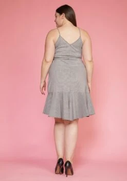 Asoph Plus Size Ruffle Hem Wrap Gingham Dress -FemiLook Sales Store 2005433 001 3