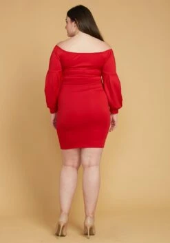 Plus Size Split Off Shoulder Party Dress -FemiLook Sales Store 2005441 110 2