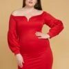 Plus Size Split Off Shoulder Party Dress -FemiLook Sales Store 2005441 110 3