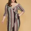 Plus Size Stripe Wrap Midi Dress -FemiLook Sales Store 2005449 187 1