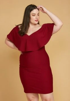 Asoph Plus Size Ribbed Off Shoulder Mini Party Dress
