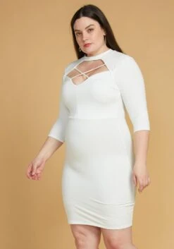 Plus Size Choker Neck Strappy Bodycon Dress -FemiLook Sales Store 2005522 002 2