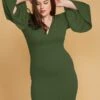Asoph Plus Size V-Neck Flared Sleeve Dress -FemiLook Sales Store 2005525 125 3