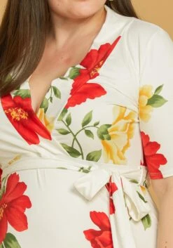 Asoph Plus Size Short Sleeve Floral Wrap Maxi Dress -FemiLook Sales Store 2005572 002 4