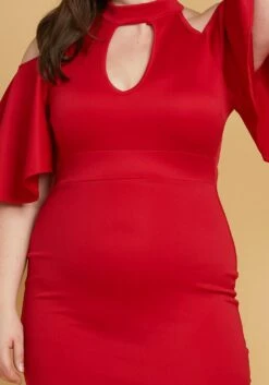 Plus Size Shoulder Cutout Mock Neck Dress -FemiLook Sales Store 2005594 110 2
