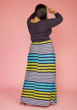 Plus Size Multi Stripe Contrast Wrap Dress -FemiLook Sales Store 2005596 105 2