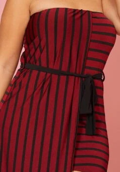 Plus Size Stripe Tube Top Asymmetrical Maxi Dress -FemiLook Sales Store 2005611 111 4