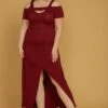 Asoph Plus Size Keyhole Front Slit Hem Maxi Dress