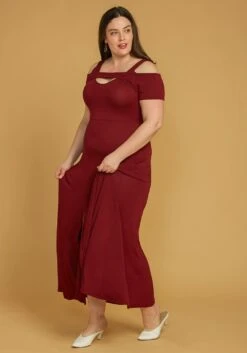 Asoph Plus Size Keyhole Front Slit Hem Maxi Dress -FemiLook Sales Store 2005616 111 2