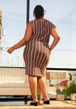 Pleione Plus Size Gathered Multi Print Multi Skirt -FemiLook Sales Store 2006652 128 3