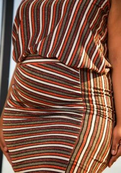 Pleione Plus Size Gathered Multi Print Multi Skirt -FemiLook Sales Store 2006652 128 4