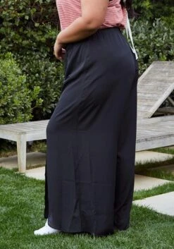 Pleione Plus Size Tassel Drawstring Palazzo Pants -FemiLook Sales Store 2006675 001 3