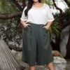 Pleione Plus Size Pleated Wide Leg Capris -FemiLook Sales Store 2006680 125 1