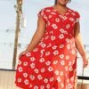 Pleione Plus Size V-Neck Floral Long Dress