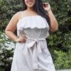 Pleione Plus Size Ruffle Empire Tie Waist Sun Dress