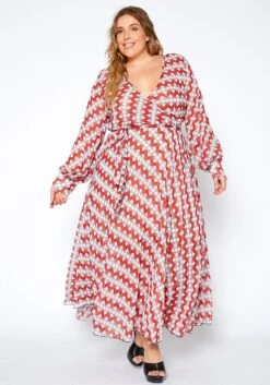 Asoph Plus Size Multi Print Wrap Maxi Dress -FemiLook Sales Store 2009051 002 0