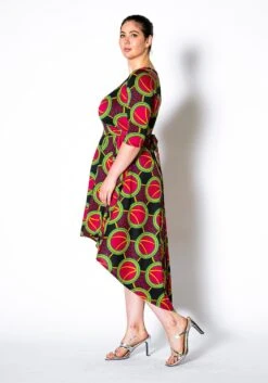 Asoph Plus Size Multi Print Hi Lo Wrap Dress -FemiLook Sales Store 2010216 187 3
