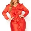 Asoph Plus Size Satin Waterfall Drape Long Sleeve Mini Dress -FemiLook Sales Store 2011254 120 2