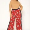 Pleione Plus Size Floral Navy Contras Palazzo Pants