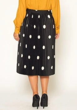 Pleione Plus Size Pleated Polkadot Midi Skirt -FemiLook Sales Store 2011311 172 2