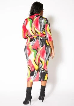 Asoph Plus Size Vibrant Marbled Womens Bodycon Midi Dress -FemiLook Sales Store 2011580 148 2