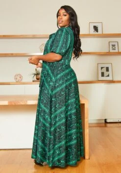 Asoph Plus Size Emerald Snakeskin Maxi Dress -FemiLook Sales Store 2011778 103 1