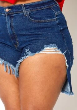 Vibrant Plus Size High Waisted Destroyed Denim Shorts -FemiLook Sales Store 2013648 939 3