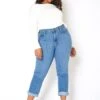 Vibrant Plus Size Womens Vintage Blue Wash Mom Jean -FemiLook Sales Store 2013655 938 0