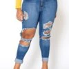 Vibrant Plus Size Knee Destroyed Mid Waist Jean -FemiLook Sales Store 2013658 938 0