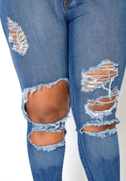 Vibrant Plus Size Knee Destroyed Mid Waist Jean -FemiLook Sales Store 2013658 938 3
