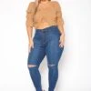 Vibrant Plus Size Medium Washed Knee Rip Denim Jean -FemiLook Sales Store 2013660 938 1