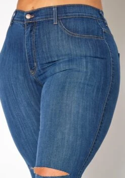 Vibrant Plus Size Medium Washed Knee Rip Denim Jean -FemiLook Sales Store 2013660 938 4