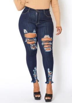 Vibrant Plus Size Ankle Distressed Favorite Mid Rise Jeans -FemiLook Sales Store 2013661 939 1