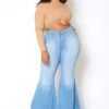 Vibrant Plus Size Retro Flare Raw Hem Denim Jean -FemiLook Sales Store 2013663 940 0