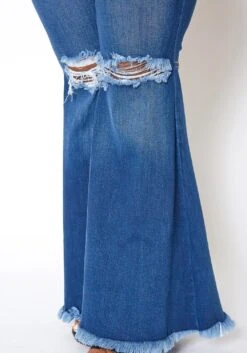 Vibrant Plus Size Knee Distressed Retro Bell Bottom Jean -FemiLook Sales Store 2013666 938 3