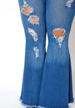 Vibrant Plus Size Bell Bottom Distressed Denim Jeans -FemiLook Sales Store 2013667 938 3