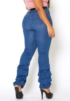 Asoph Plus Size Womens Ankle Scrunched Denim Jeans -FemiLook Sales Store 2013668 939 2