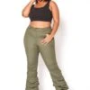 Vibrant Plus Size Womens Olive Ankle Scrunched Jean -FemiLook Sales Store 2013670 125 0