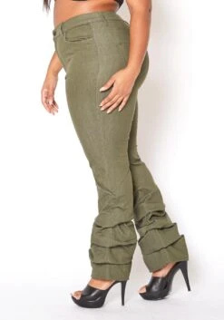 Vibrant Plus Size Womens Olive Ankle Scrunched Jean -FemiLook Sales Store 2013670 125 2
