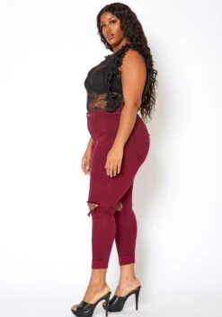 Vibrant Mid Rise Knee Distressed Plus Size Skinny Jean -FemiLook Sales Store 2013673 111 1