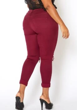 Vibrant Mid Rise Knee Distressed Plus Size Skinny Jean -FemiLook Sales Store 2013673 111 2