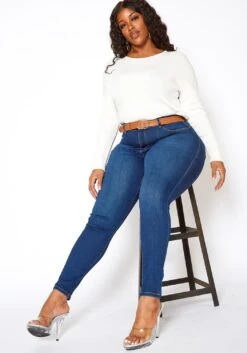 Vibrant Plus Size Colombian Bum Design Skinny Jeans
