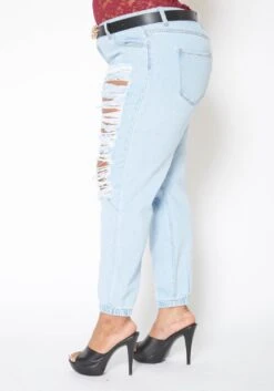 Vibrant Plus Size Light Wash Destroyed Boyfriend Jeans -FemiLook Sales Store 2013677 938 3