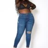 Vibrant Plus Size Classic Dark Wash Skinny Denim Jeans -FemiLook Sales Store 2013678 938 0