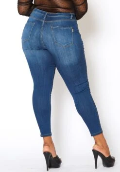 Vibrant Plus Size Classic Dark Wash Skinny Denim Jeans -FemiLook Sales Store 2013678 938 3