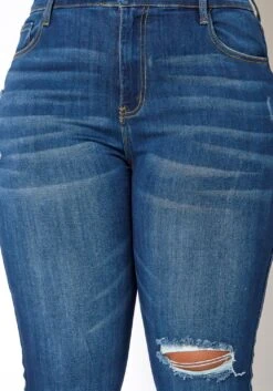 Vibrant Plus Size Classic Dark Wash Skinny Denim Jeans -FemiLook Sales Store 2013678 938 4